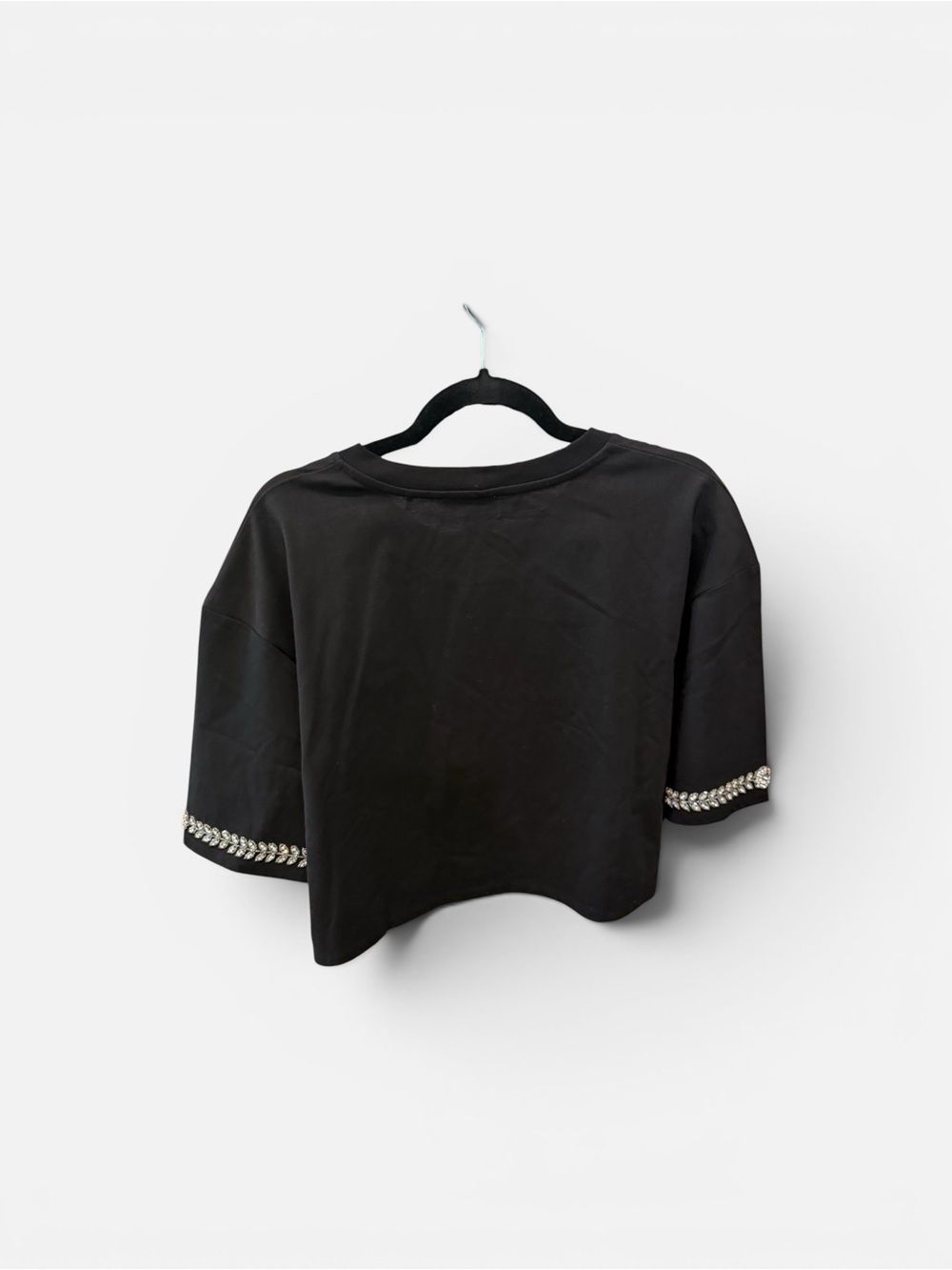 Sandro Black Slight Crop Top with Crystal Emebellishments Size 3/US 8/Large  NWT - Picture 3 of 7